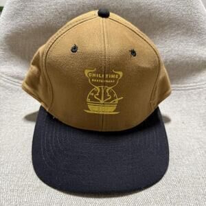 Retro Chill Time Restaurant Trucker Hat Brown Black Strapback OSFA Promo Cap